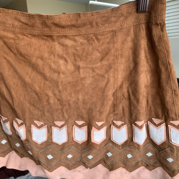 Calypso St. Barth Womens Genuine Leather Suede Mini A Line Skirt SMALL Brown - Picture 9 of 9